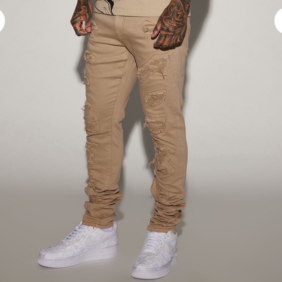 Fashion Nova Taupe Stacked Skinny Jeans - Picture 1 of 10